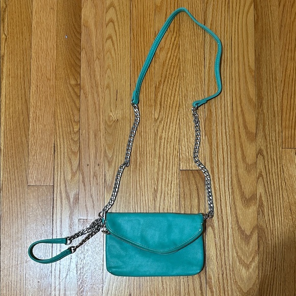 Charming Charlie Handbags - Charming Charlie Turquoise Crossbody Bag with Chain Strap
